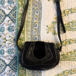 Stylish Cowgirl Black Leather Shoulder Bag